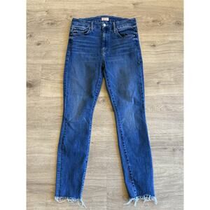 Mother The Looker Ankle Fray Healing Jar Jeans Womens 28 Blue